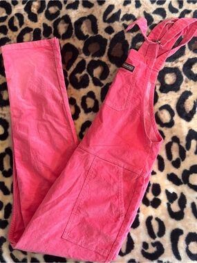 Bright pink corduroy overalls |size XS/ size 6/8| by Run & Fly
